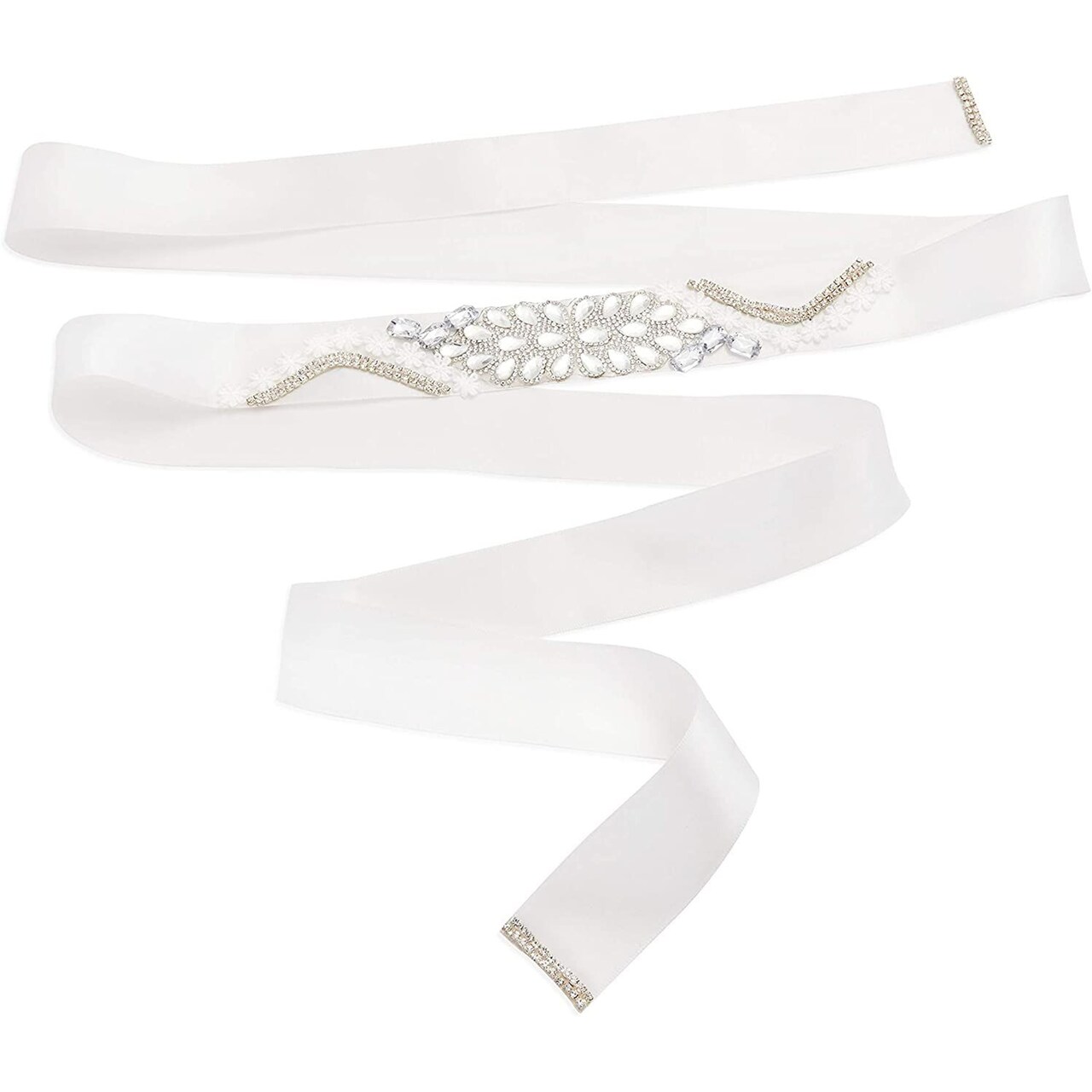 Rhinestone Jeweled Bridal Wedding Dress Belt 89 x 1.5 In